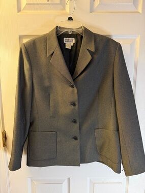 Style & Co. Gray Button-Front Notch Collar Blazer
